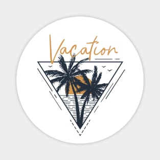 Summer, Beach, Sunset, Ocean, Palms. Vacation. Geometric Style Magnet